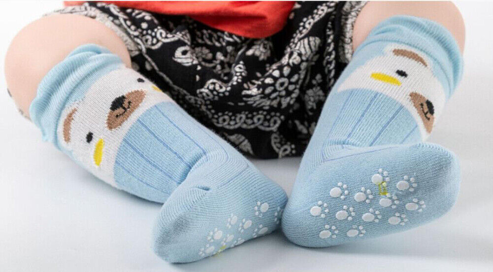 US 3 Pairs Baby Unisex Anti Slip Non Skid Newborn Knee High Long Stockings Socks