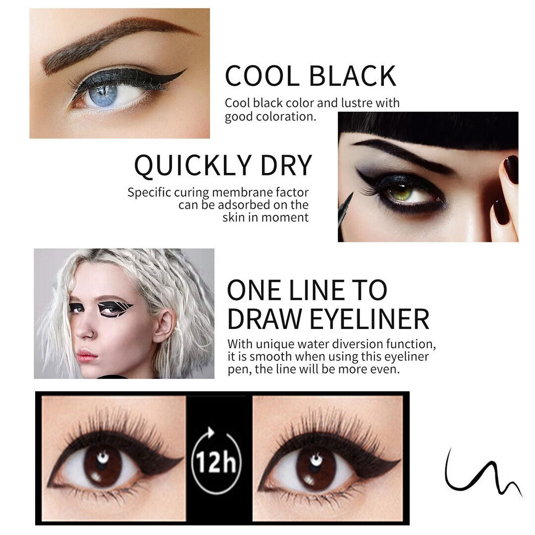 US 1-2 Pack Colorful Eyeliner Waterproof Long Lasting Liquid Eye Liner Pen Tool