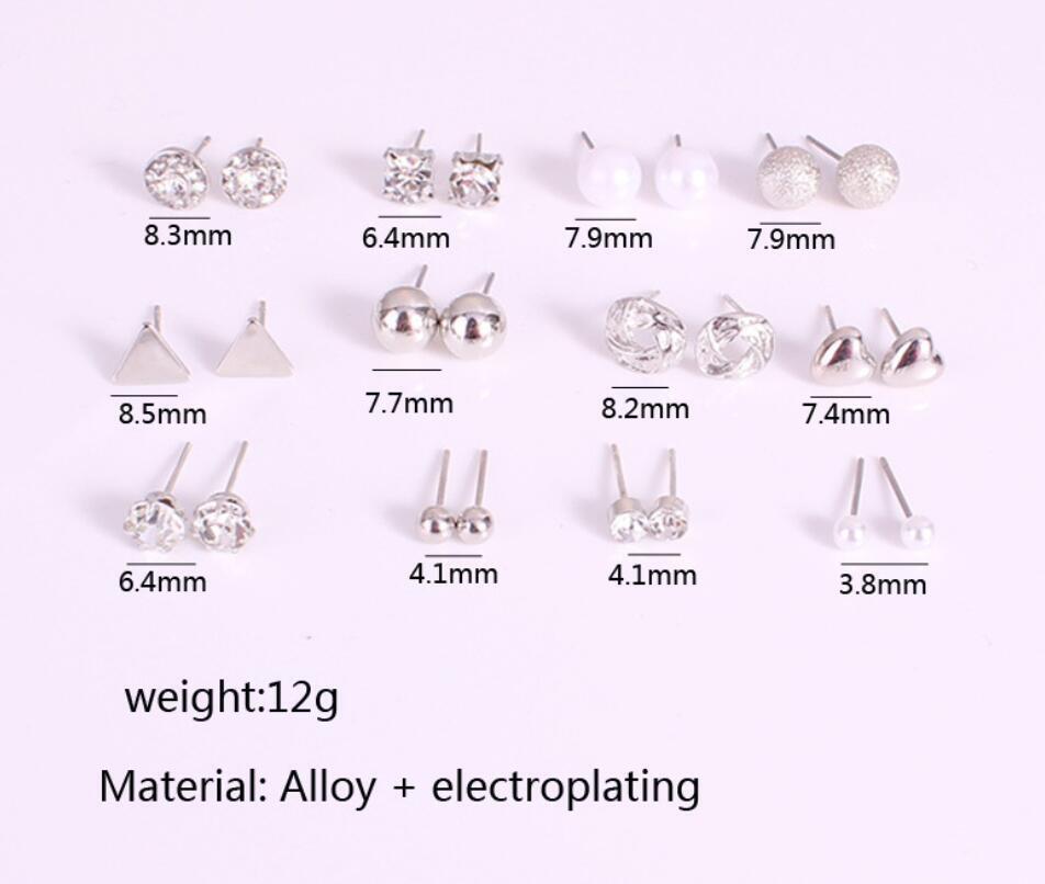 US Lot 4~12 Pairs Rhinestone Crystal Pearl Earrings Set Women Ear Stud Jewelry