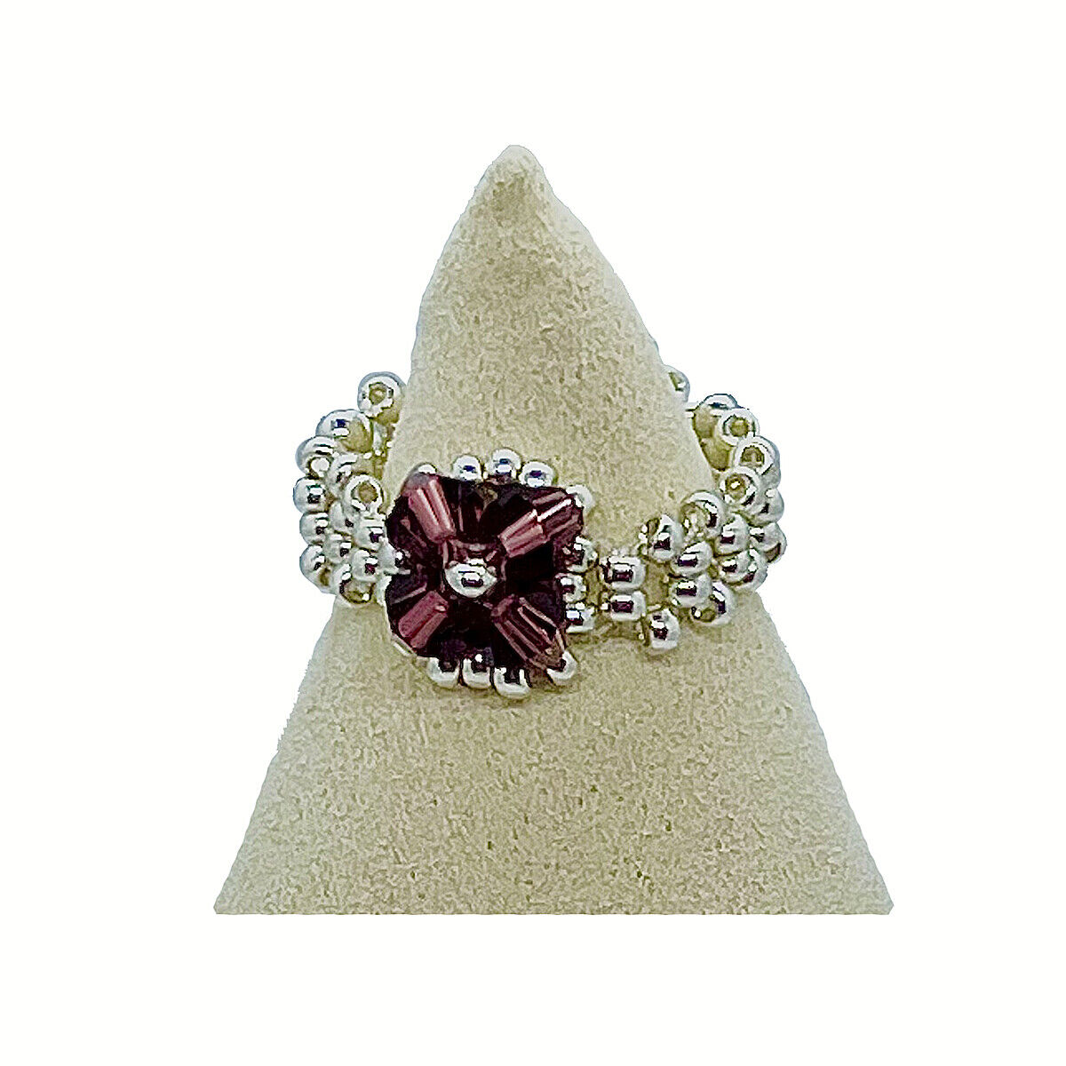 Magik Custom Flower 3D 4-Petal Flower Floral Luxury Ring Women Girl Holiday Gift