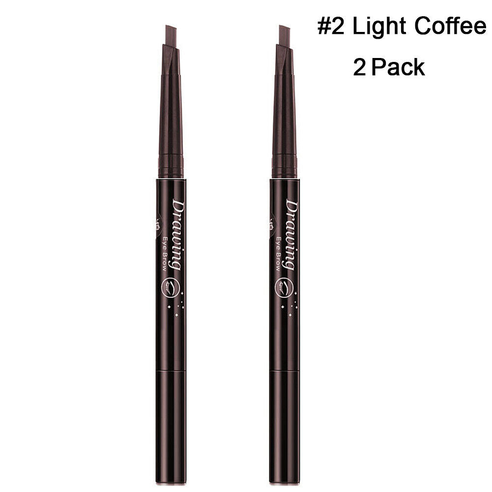 2 Pack Eyebrow Pencil Retractable Slant Tip with Brush Double-end Waterproof