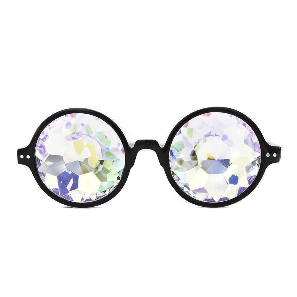 Festival Party Rave Kaleidoscope Rainbow Round Glasses Diffraction Crystal Lens