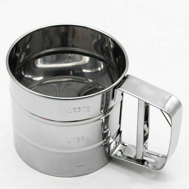 US Stainless Steel Mesh Flour Icing Sugar Sifter Sieve Strainer Cup Baking Tool