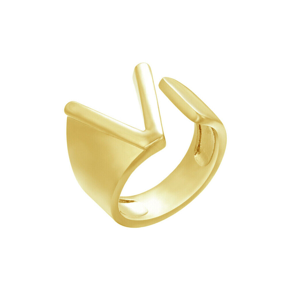 US Alphabet Letter A to Z Resizable Knuckle Ring Initial Gold Silver Letter Ring