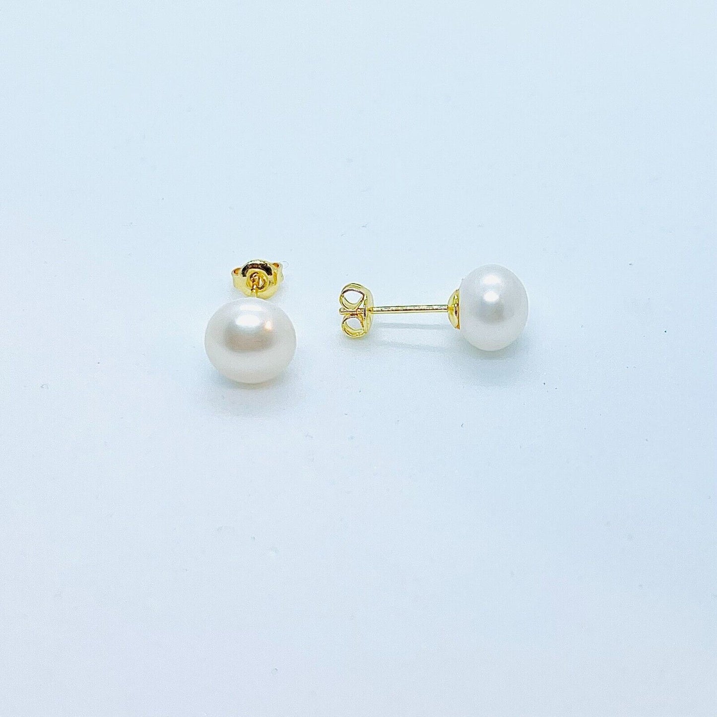 US Real Freshwater Cultured Button AA Pearl Earring Studs High Luster Gift Women