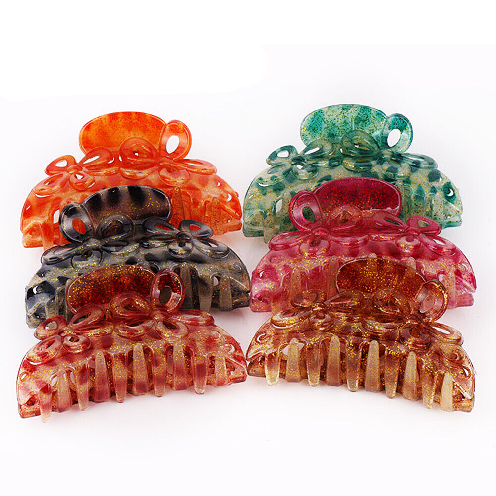 US 6~12 Pack Women Plastic Hair Claws Hair Clips Jumbo Various Styles Tortoise