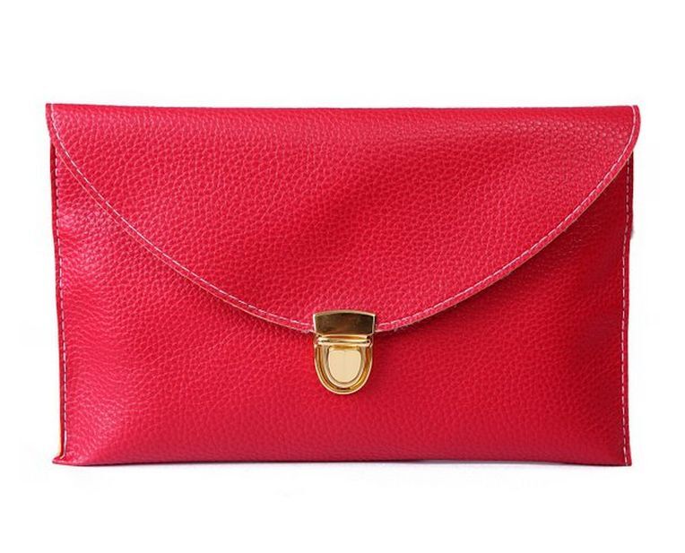 Fashion Leather Envelope Clutch with Drop-in Chain Shoulder Strap