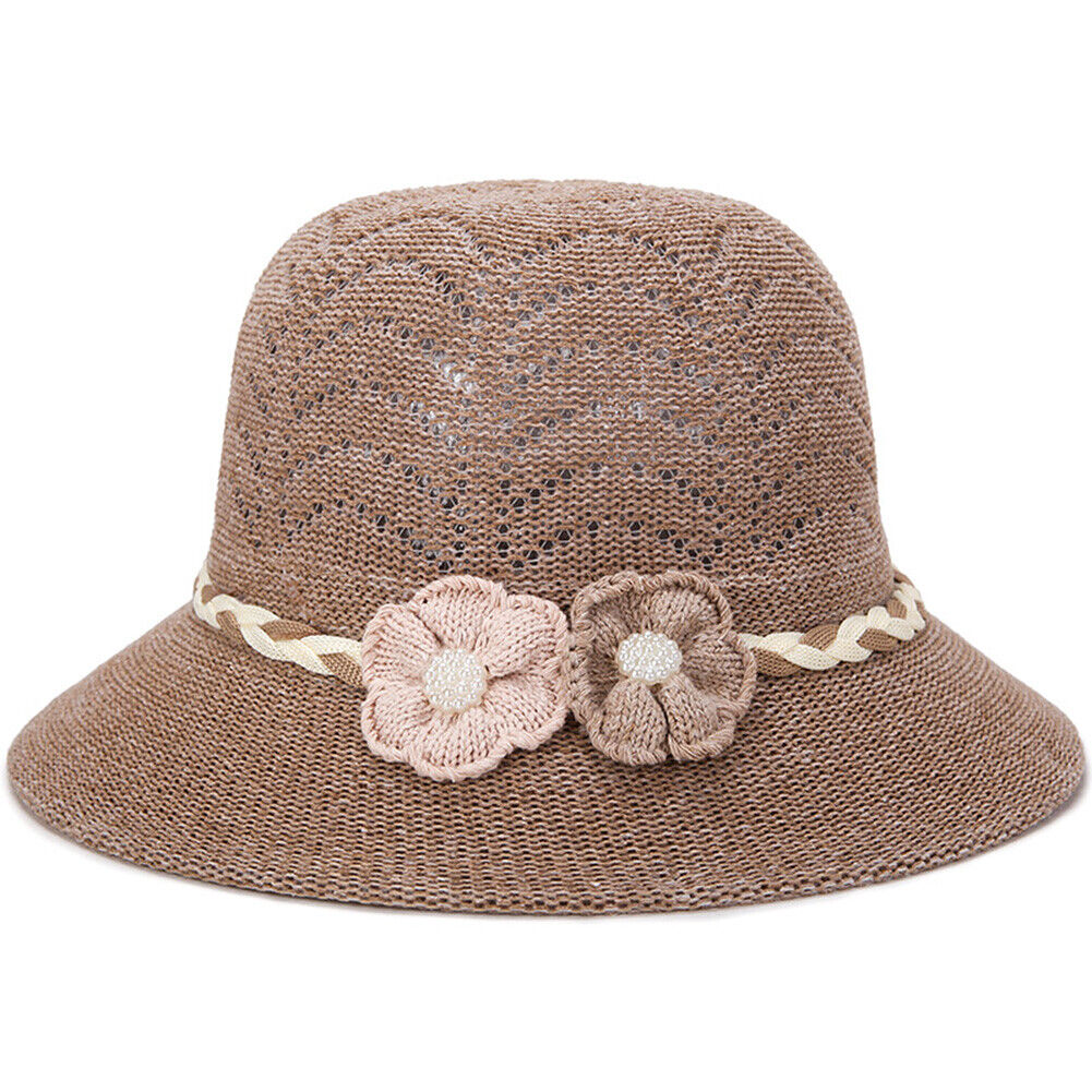 Magik Women Lady Summer Breathable Sun Braided Trim Straw Bowler Cap Cloche Hat