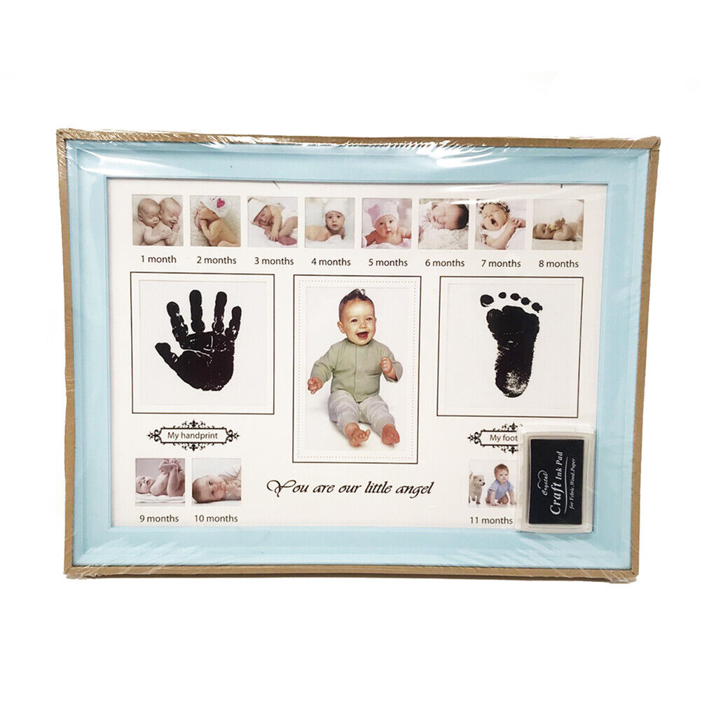 US Baby Photo Handprint Footprint Milestone Moments First Year Keepsake Frame