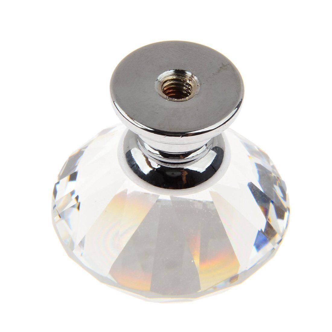 10Pcs Crystal Glass Cabinet Knob Diamond Shape 30mm Drawer Cupboard Handle Pull