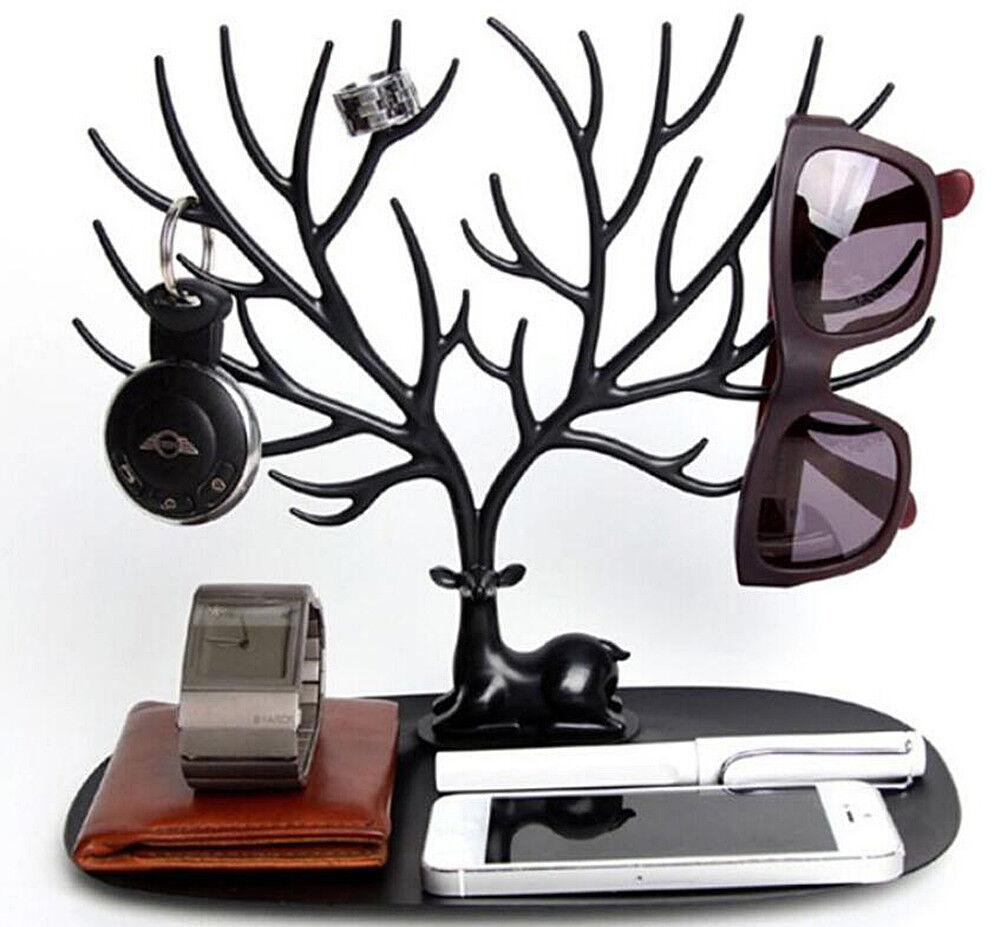 US Jewelry Deer Tree Stand Display Organizer Necklace Ring Earring Holder Rack