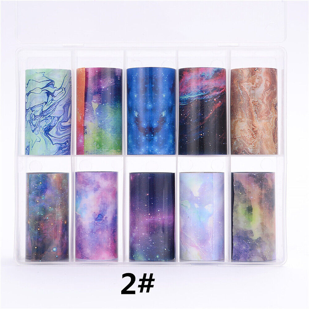 US 10 Sheets Galaxy/Marble/Flower Nail Decal Nail Art Transfer Sticker Decor