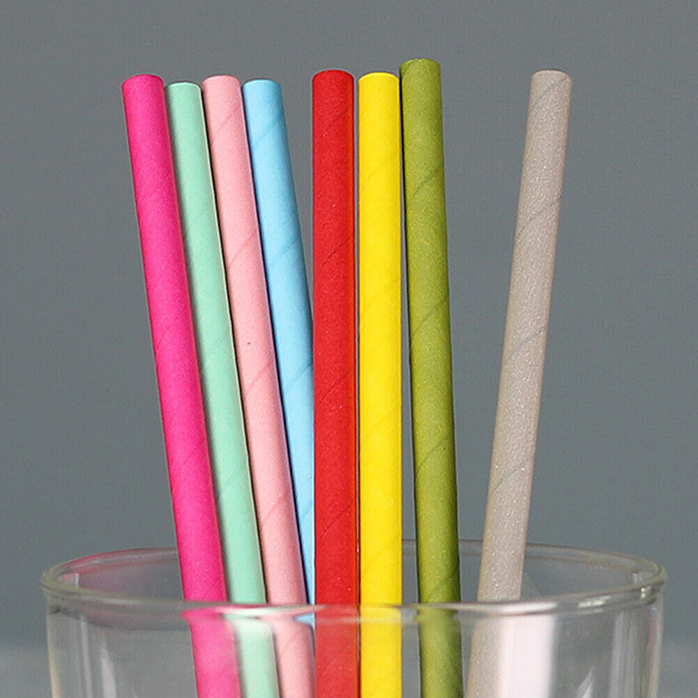 US 100~200 Bulk Packed Paper Straws Pattern Color -Biodegradable FDA Approved