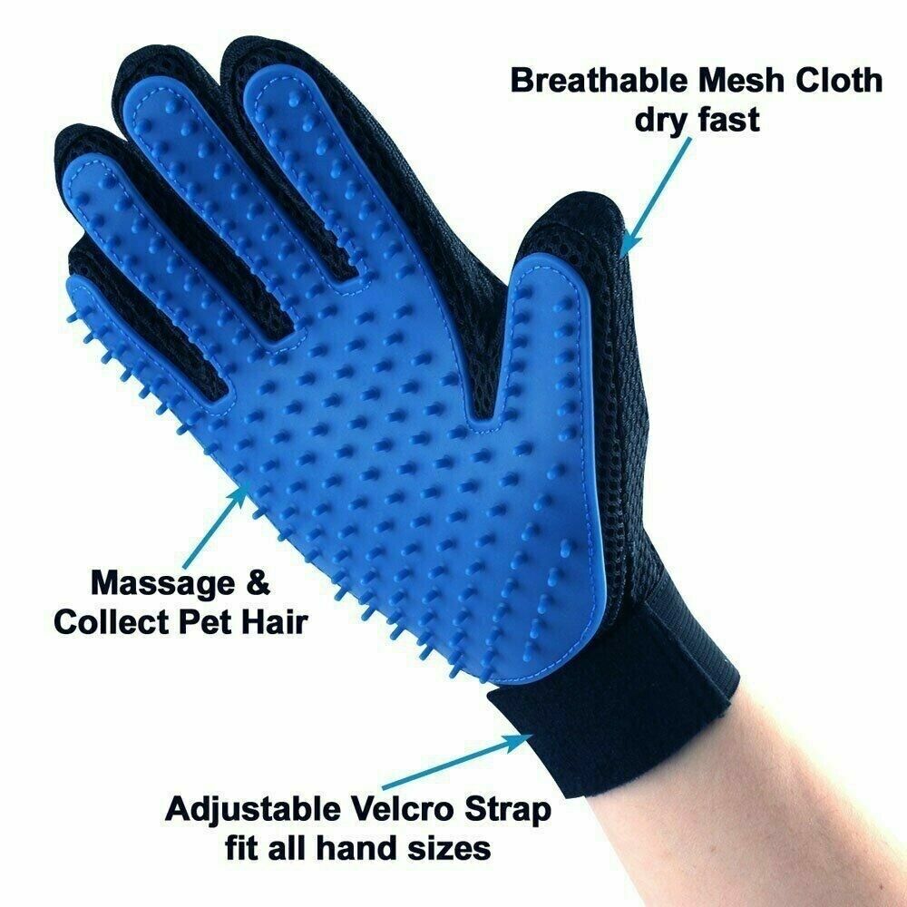 1-2 Pair Pet Dog Cat Deshedding Brush Grooming Glove Massage Hair Fur Removal US