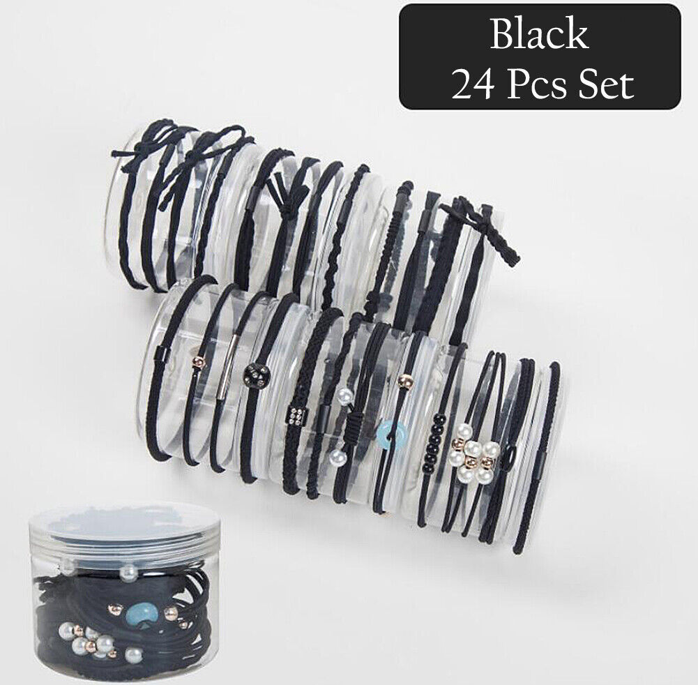 24 Pcs Set Korean Women Elastic Ponytail Holder Rope Hair Tie Ring Hairband Band