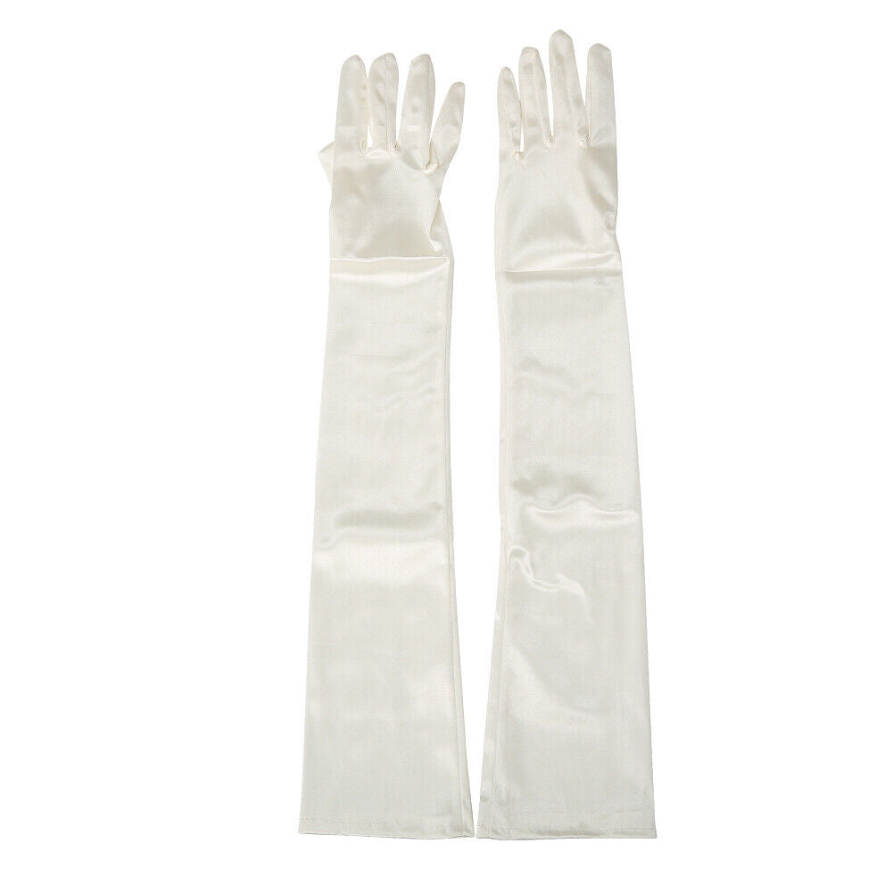 US 20.47'' Satin Evening Gloves Long Party Dance Elbow Arm Length Opera Cosplay