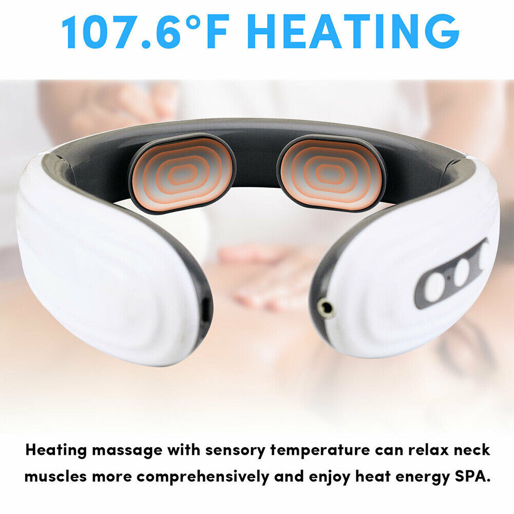 US Portable Neck Massager Heat Vibration Pulse Pain Relief Intelligent Machine