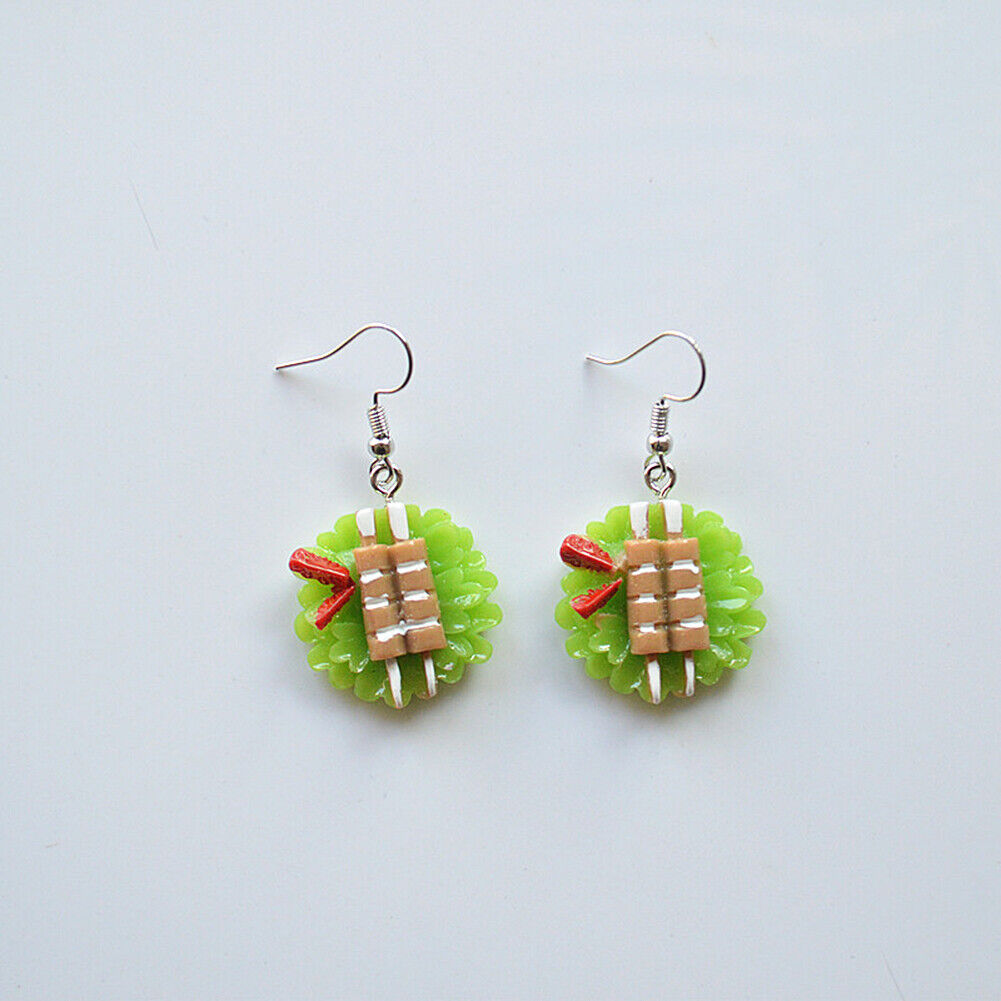 US Kawaii Sushi Pizza Cake Pudding Nigiri Food Earrings Miniature Jewelry Gifts