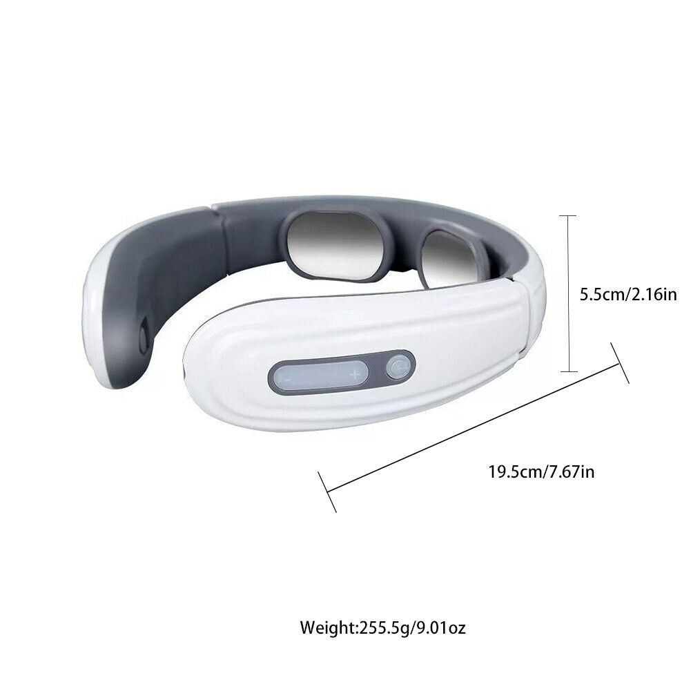 US Portable Neck Massager Heat Vibration Pulse Pain Relief Intelligent Machine