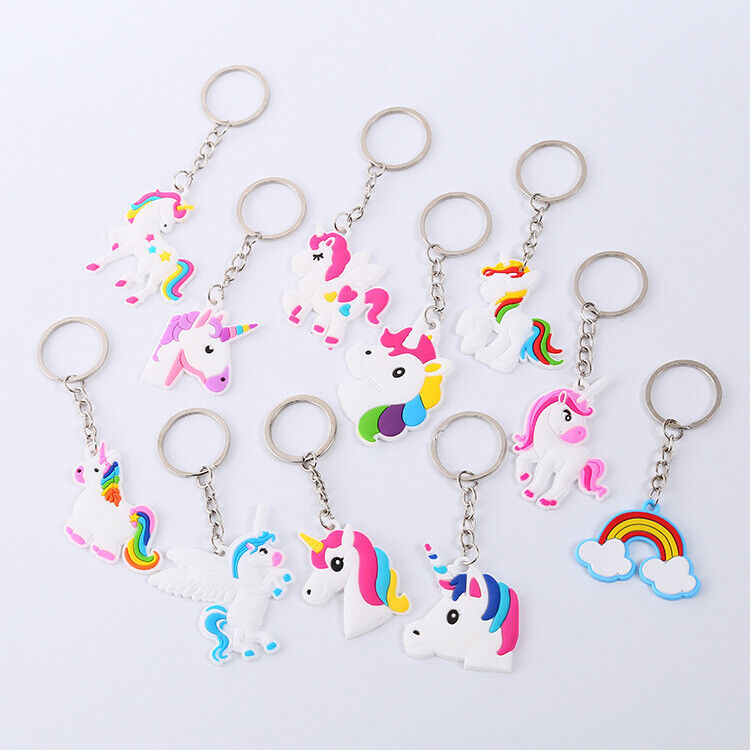US 48Pcs PVC Unicorn Horse Keychain Keyring Handbag Key Ring Bag Charm Pendant