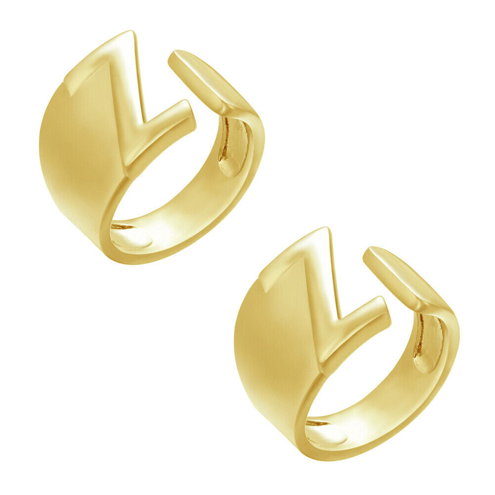 US Alphabet Letter A to Z Resizable Knuckle Ring Initial Gold Silver Letter Ring