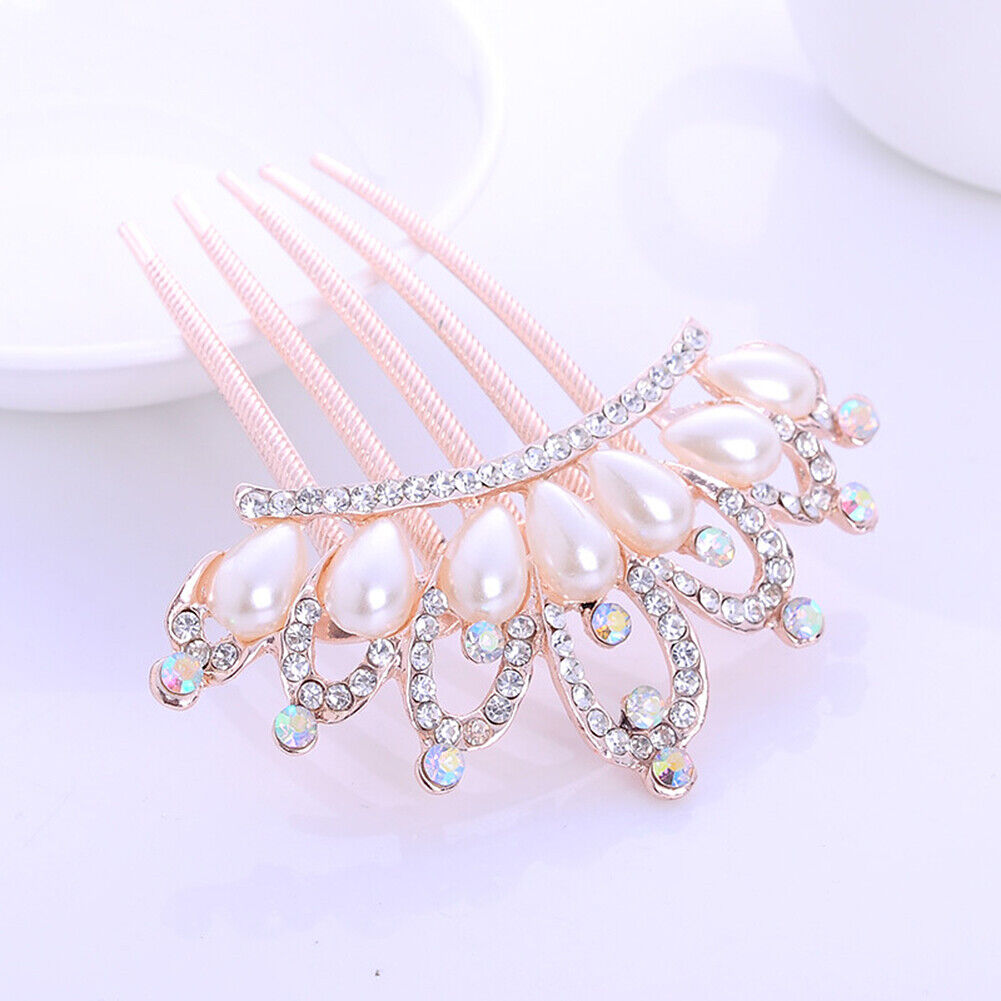 US Lady Bride Comb Clip Floral Head Piece Crystal Chinese Style Flower Hair Pins