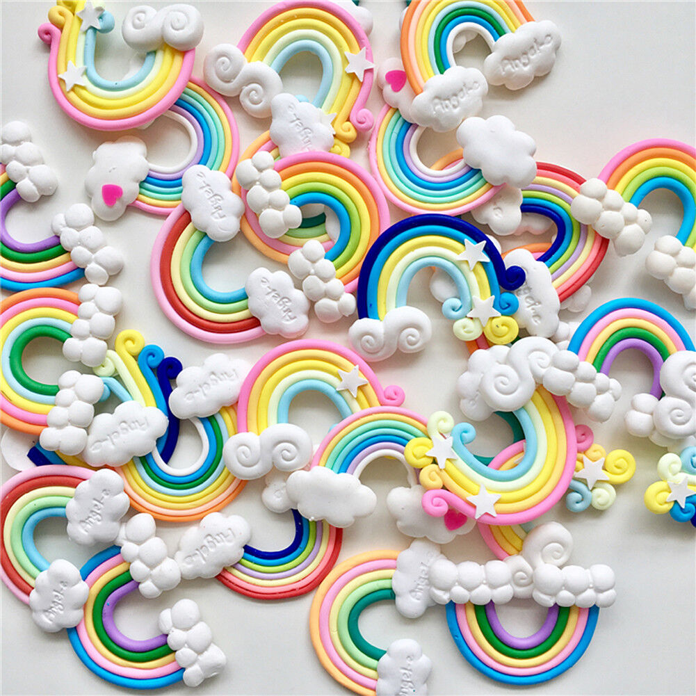 US 15~100 Pc Slime Bread Candy Unicorn Resin Flat Back Scrapbooking Charms DIY