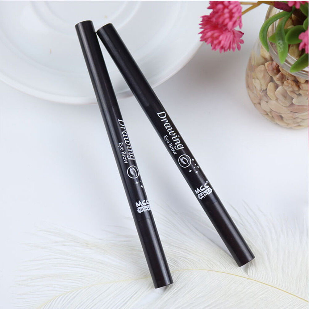 2 Pack Eyebrow Pencil Retractable Slant Tip with Brush Double-end Waterproof