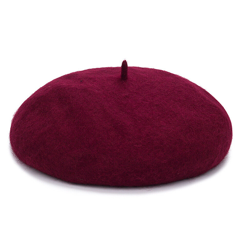 US Beanie Beret Winter Warmer French Artist Hats Ski Caps 95% Wool Solid Color