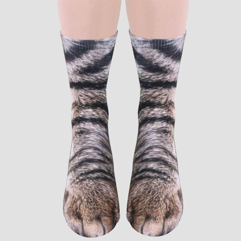 US Seller Unisex Women Men Adult Teen 3D Animal Print Sock Paw Crew Foot Socks