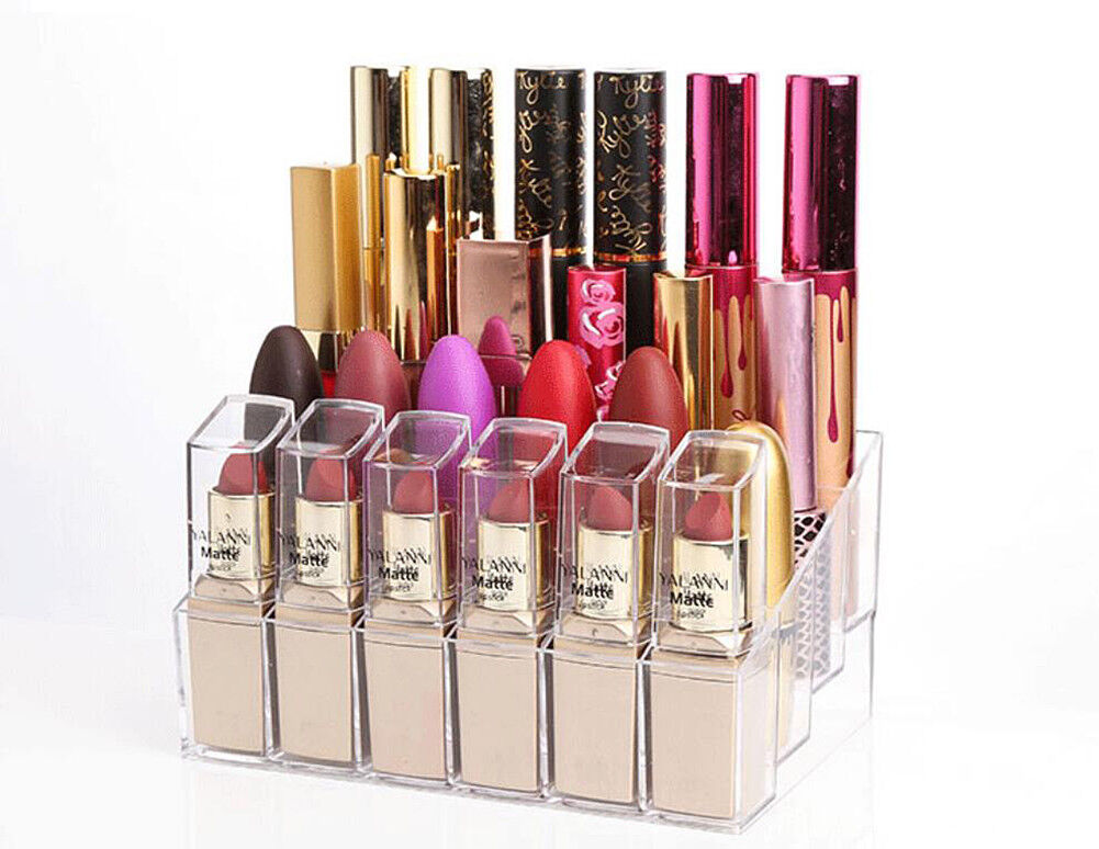 24-40 Grid Lipstick Makeup Stand Display Holder Case Cosmetic Organizer US Stock