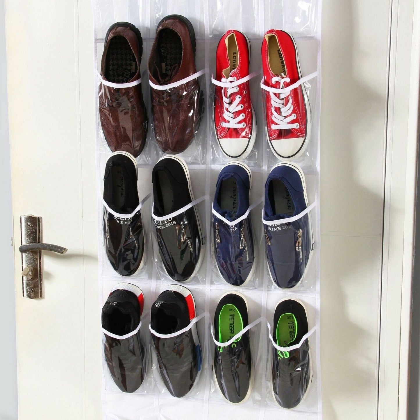 US 1-2 Pack 24 Wide Pockets Over the Door Shoe Organizer Hanging Shoe Holder PVC