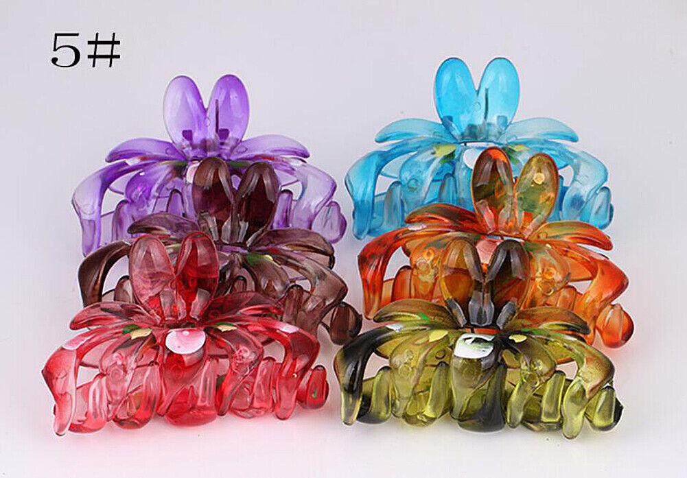 US 6~12 Pack Women Plastic Hair Claws Hair Clips Jumbo Various Styles Tortoise