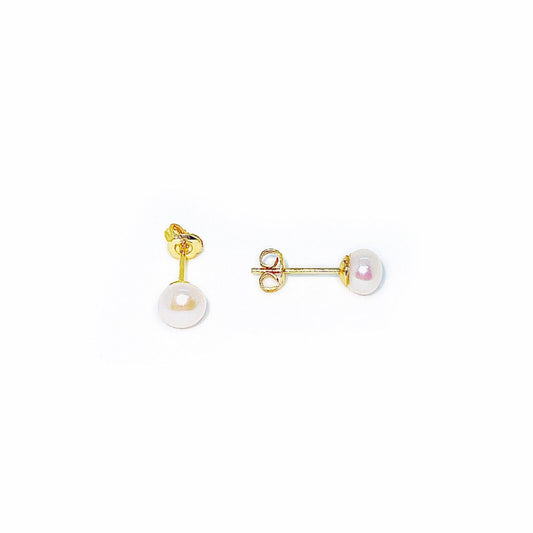 US Real Freshwater Cultured Button AA Pearl Earring Studs High Luster Gift Women