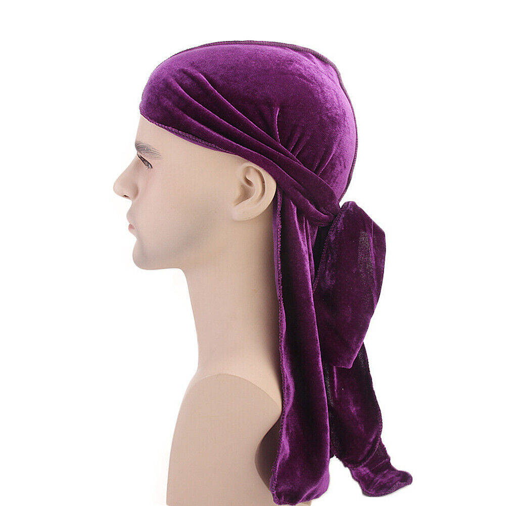 US Unisex Gold Velvet Durag Hat Cap Premium Design Doo Rag Braids Bicycle Dance