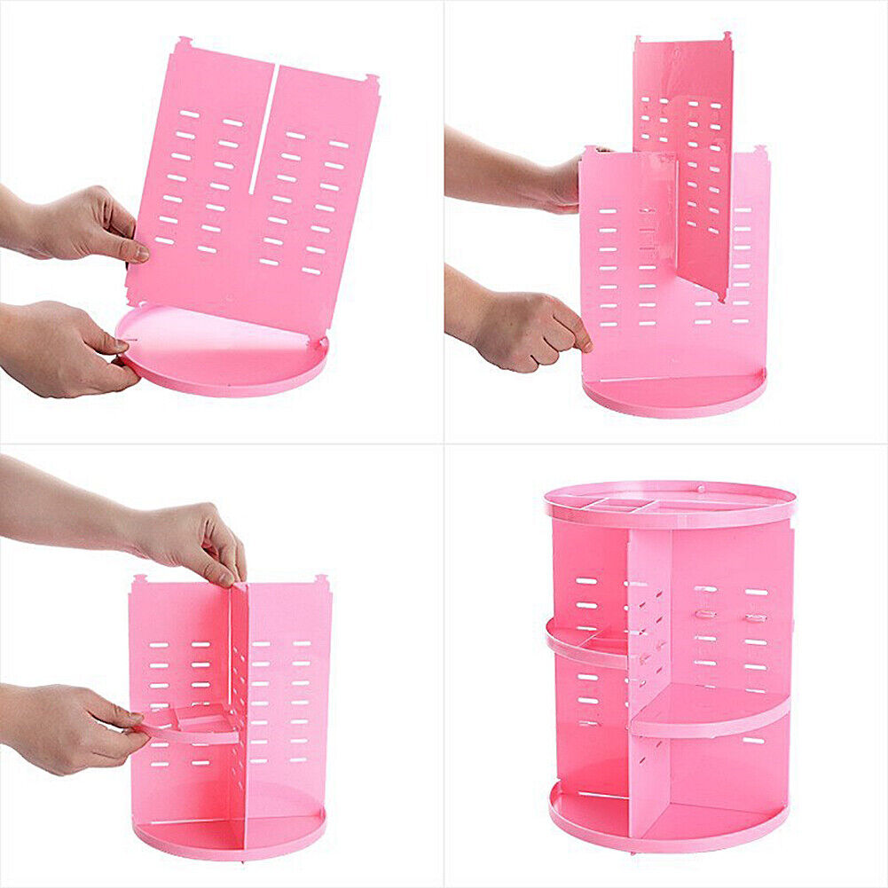 360 Degree Rotating Cosmetic Makeup Organizer Storage Box Lipstick Shelf Display