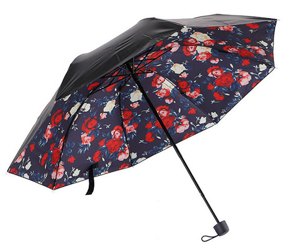 50+ Anti-UV Sun Rain Protection Windproof Flower Parasols 3 Folding Umbrella