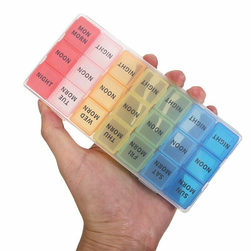 US 7 Day 28 Hole Medicine Pill Week Tablet Sort Organizer Storage Container Case