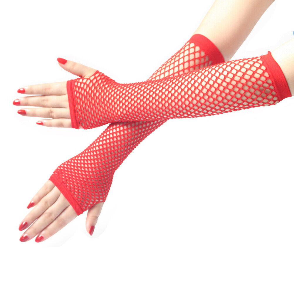 US Half Arm Length Women Fishnet Gloves Fingerless Steampunk Club Costume