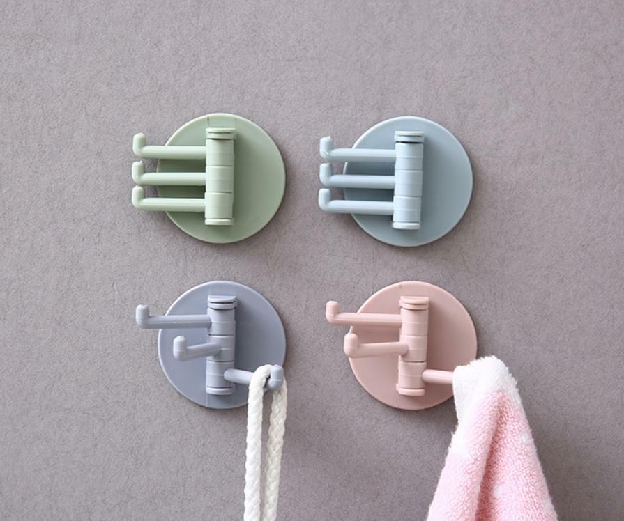 US 12-24PC Colorful 3-Hooks Self-adhesive Wall Hooks Hanger Kitchen Bathroom