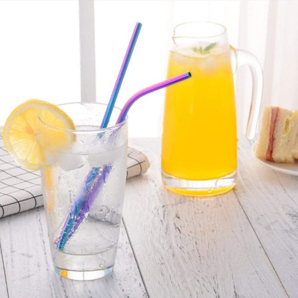 US 8pcs 10.5" Stainless Steel Ultra Long Metal Cocktail Straw + 2 Cleaner Brush