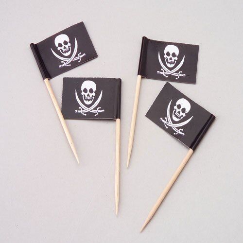 100-200 PCS Pirate Flag Cocktail Pick Cheese Snack Party Toothpicks Halloween