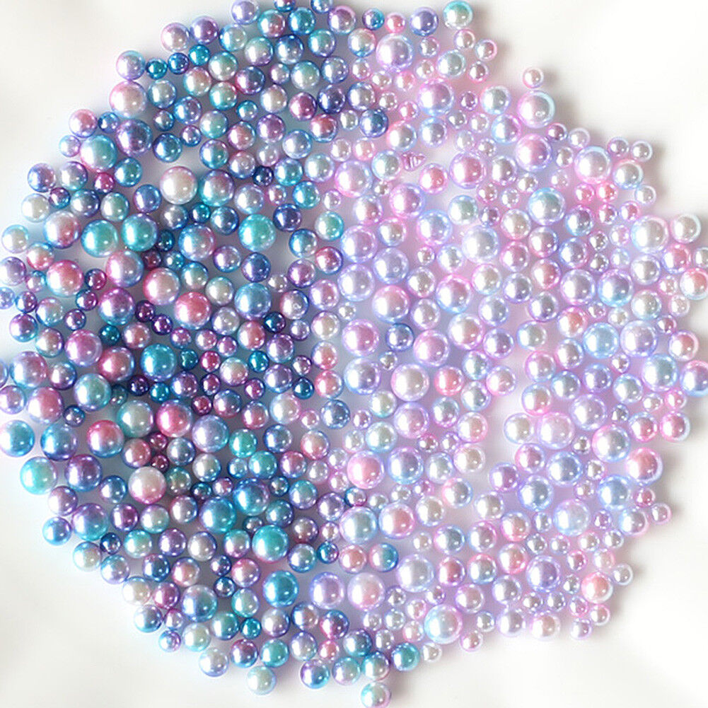 3-6mm Mix Size Acrylic Transition Color Round Pearl Loose Mermaid Beads Jewelry