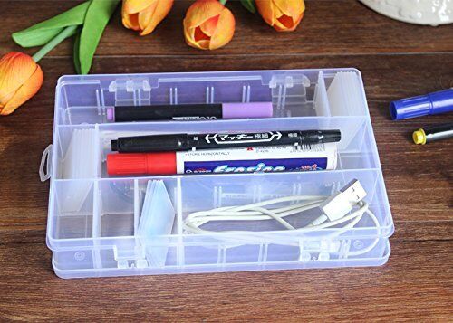 2 Pack 24 Grids Plastic Storage Box Jewelry Earring Tool Containers Organizer