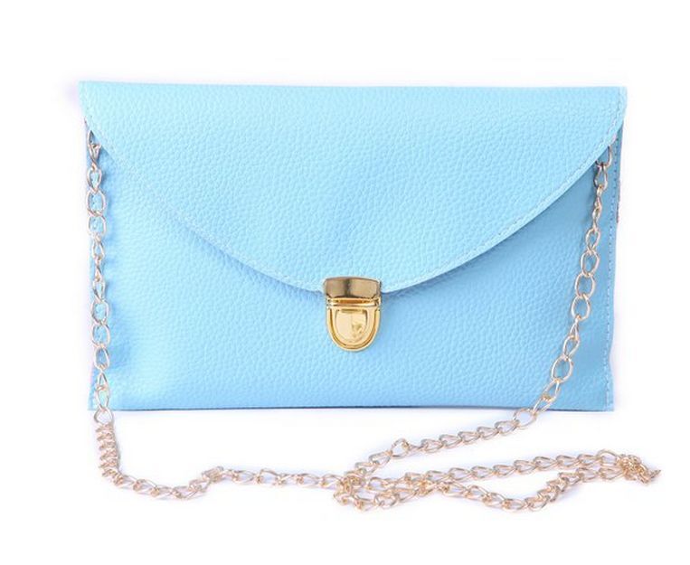 Fashion Leather Envelope Clutch with Drop-in Chain Shoulder Strap
