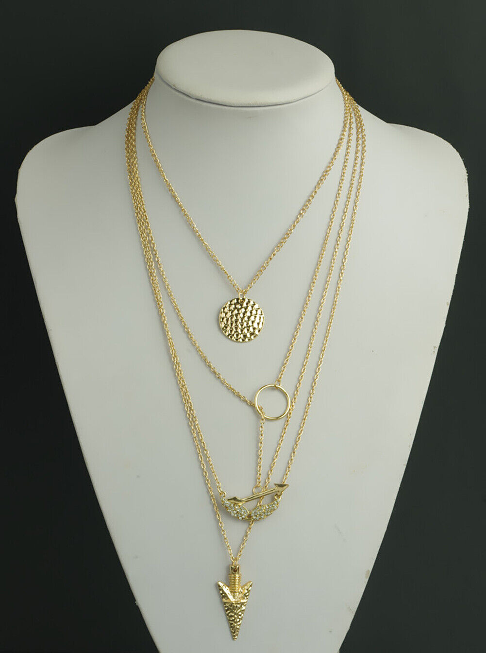 US Boho Women Multi-layer Long Chain Pendant Crystal Choker Necklace Jewelry