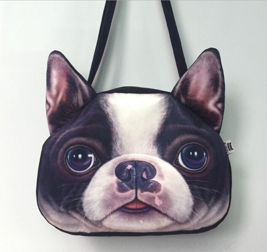 3D Cute Cat Dog Face Shoulder Bag Cat Dog Animal Pattern Handbag Shopping Purse