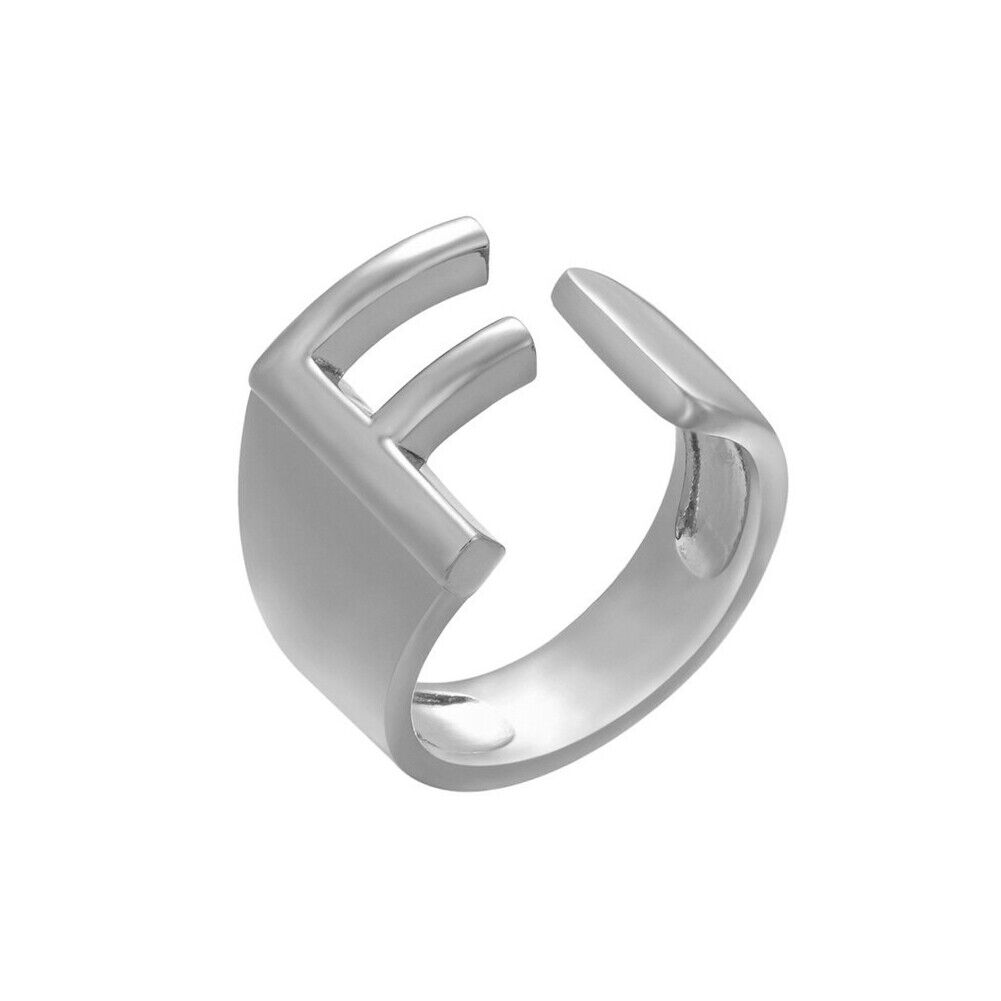 US Alphabet Letter A to Z Resizable Knuckle Ring Initial Gold Silver Letter Ring