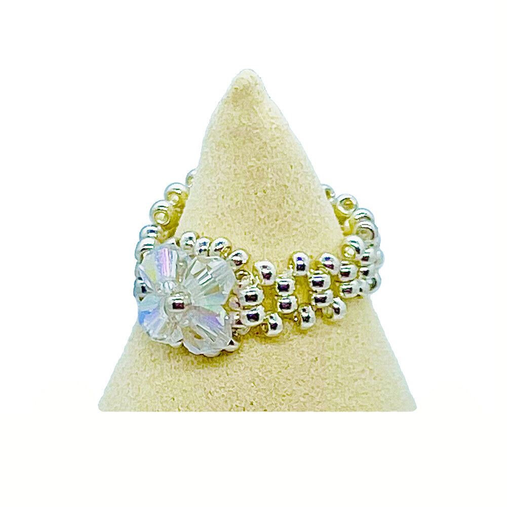Magik Custom Flower 3D 4-Petal Flower Floral Luxury Ring Women Girl Holiday Gift