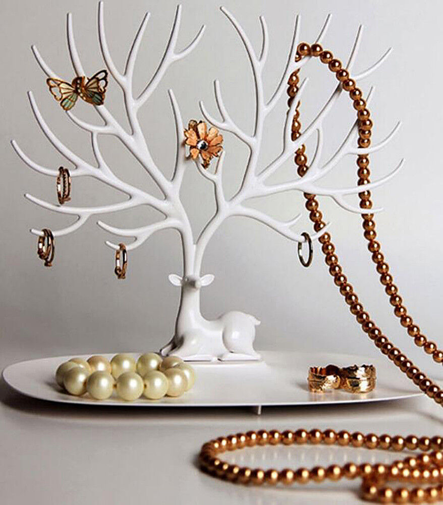 US Jewelry Deer Tree Stand Display Organizer Necklace Ring Earring Holder Rack